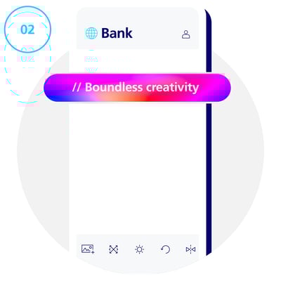 Boundless creativity text on a mobile banking app interface Boundless creativity text on a mobile banking app interface