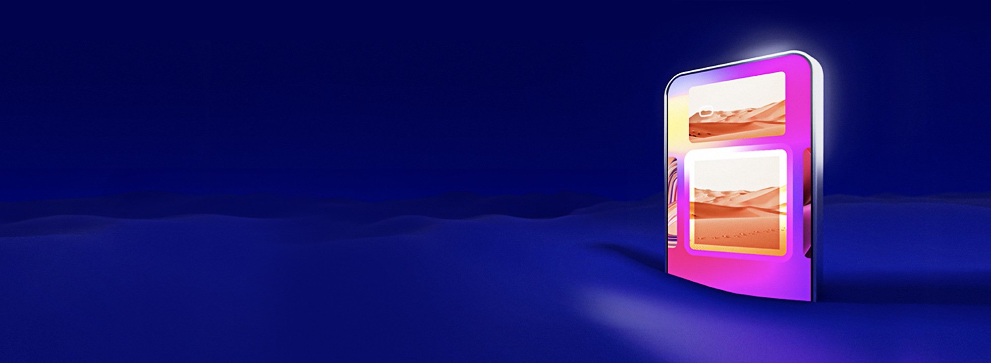 Customizable digital card design with desert images.